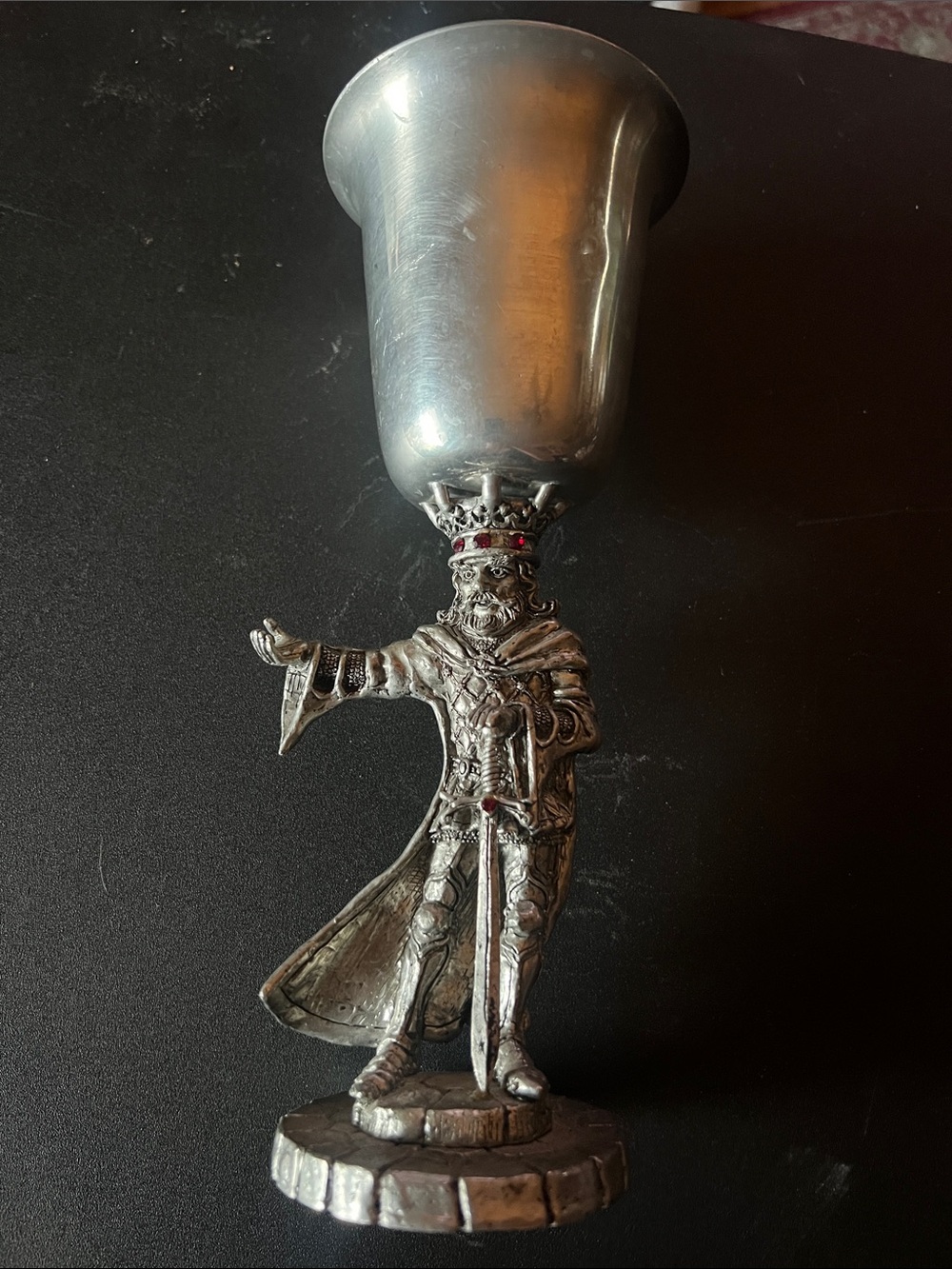 vintage handcrafted fine pewter King Arthur goblet